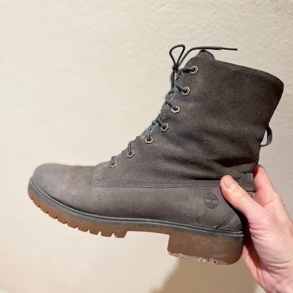 Grey Waterproof Fold-Down Boots - Leather - Timberland - Size 9 Women’s - Picture 3 of 12
